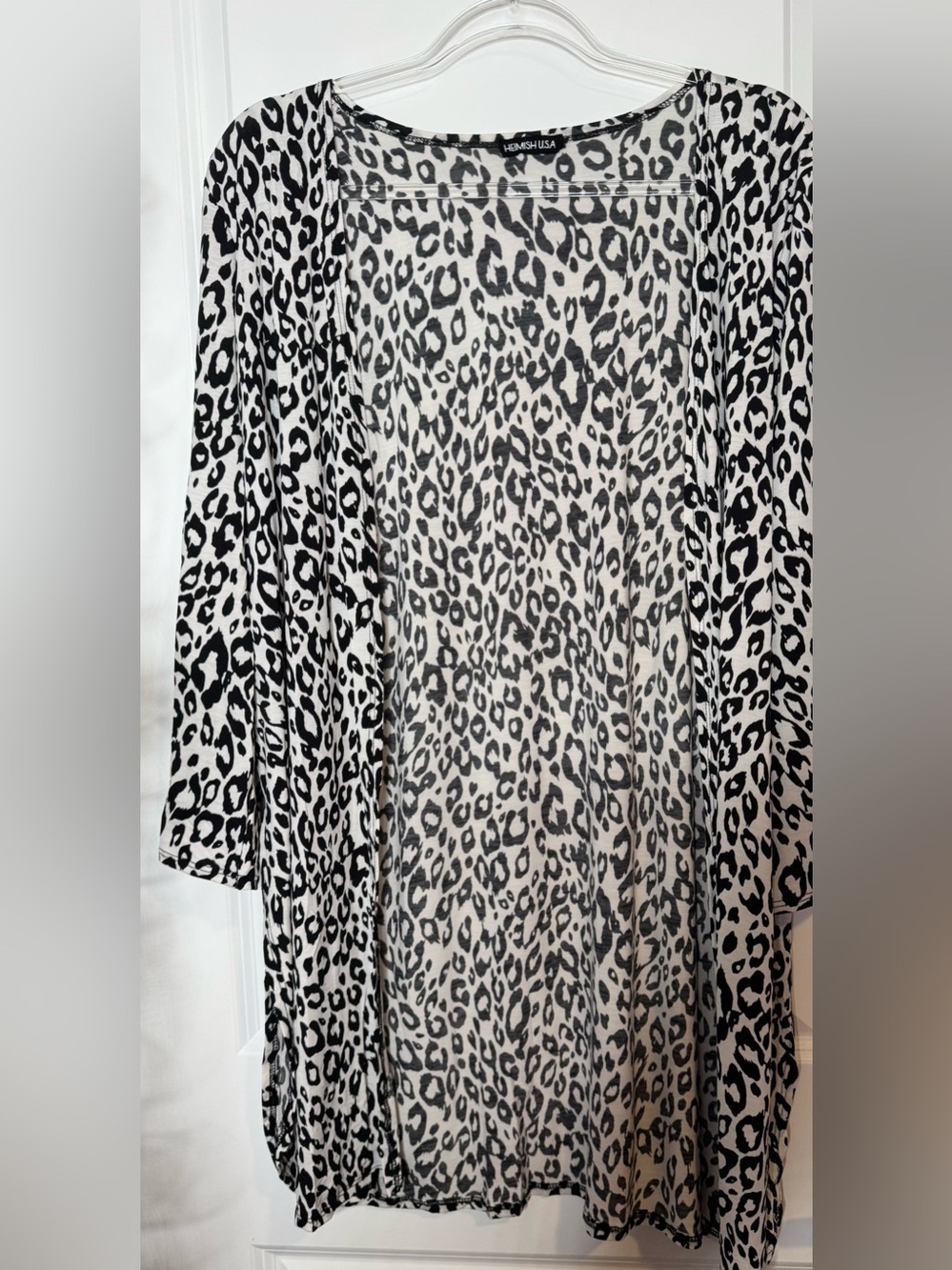 Black & White Leopard Print Open Cardigan stretch comfy size xl animal print